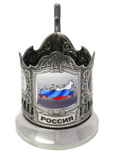 Никелированный Кольчугинский подстаканник с термопечатью Россия Никелированный Кольчугинский подстаканник с термопечатью РоссияЛатунный подстаканник с никелированным покрытием.<br>