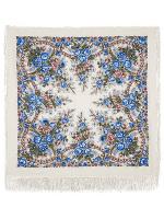 Шерстяной Павлопосадский платок "Весеннее утро", 125*125 см, арт. 555-4