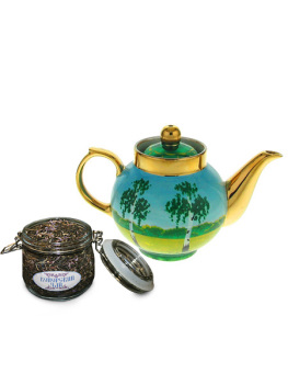 Подарочный набор: чайник заварочный "Ясная поляна" с копорским чаем 