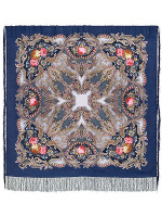Шерстяной Павлопосадский платок "Сон бабочки", 125*125 см, арт. 1463-12