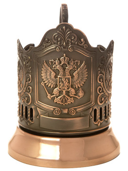 Никелированный подстаканник "Герб РФ" с медным покрытием