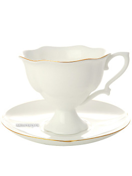 Чашка с блюдцем кофейная форма "Наташа" рисунок "Золотая лента", Императорский фарфоровый завод