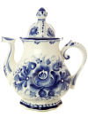 Чайник заварочный керамический Гжель с росписью "Юбилейный"