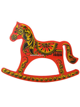 Лошадка-качалка хохлома с ручной художественной росписью, арт.6070