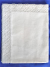 Вологодское кружево, льняная салфетка белая с белым кружевом и кружевной отделкой (Вологодское кружево), арт. 7нхп-755м, 115х65