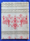 Льняное полотенце светло-серое с вышивкой (Вологодское кружево), арт. 8нхп-841, 200х35