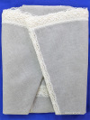 Льняная круглая скатерть темно-серая со светлым кружевом и кружевной вышивкой (Вологодское кружево), арт. 6с-643, d-175