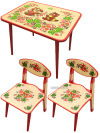 Набор детской мебели Хохлома - стол и 2 стула из дерева с художественной росписью, арт. 8202-7905-2
