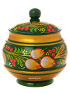 Чайница деревянная с художественной росписью "Кудрина на зеленом фоне", 120х110, арт.34050120110