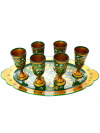 Набор для шампанского хохлома "Встреча" 7 предметов "Кудрина на зеленом фоне" арт. 63860000007