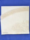 Льняная круглая скатерть цвет слоновой кости с кружевной вышивкой (Вологодское кружево), арт. 5нхп-616а, d-90