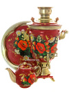 Набор самовар электрический 4 литра с художественной росписью "Маки на бордовом фоне", арт. 121078