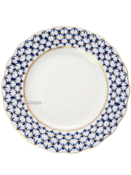 Фарфоровая тарелка плоская 240 мм форма "Тюльпан", рисунок "Кобальтовая сетка", Императорский фарфоровый завод