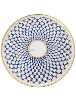 Фарфоровое круглое блюдо для торта 300 мм, рисунок "Кобальтовая сетка", Императорский фарфоровый завод