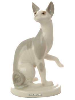 Скульптура "Кошка сфинкс" серая, Императорский фарфоровый завод