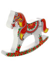 Лошадка-качалка "Белая" хохлома с ручной художественной росписью, арт. 6071
