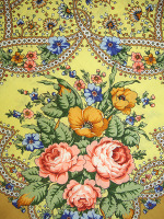 Шерстяной Павлопосадский платок "Марья-искусница", 89х89 см, арт. 1606-2