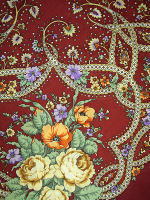 Шерстяной Павлопосадский платок "Марья-искусница", 89х89 см, арт. 1606-5