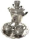 Набор самовар электрический 3 литра никелированный конус с автоотключением "Серебро", арт. 110332к