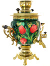 Электрический самовар 3 литра с художественной росписью "Тюльпаны на зеленом фоне" с термовыключателем, арт. 171489