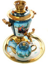 Набор самовар электрический 3 литра с художественной росписью "Тройка зимняя", арт. 155619