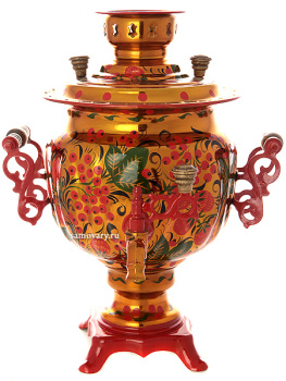 Набор самовар электрический 3 литра с художественной росписью "Хохлома на золотом фоне", арт. 140454