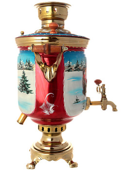 Электрический самовар 7 литров с художественной росписью "Зимние гуляния", арт. 124747