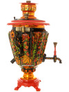 Комбинированный самовар 5 литров "конус" с художественной росписью "Рыжая хохлома", арт. 322260