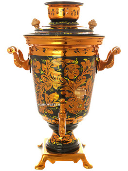 Набор самовар электрический 4 литра с художественной росписью "Золотая хохлома", арт.  130708 