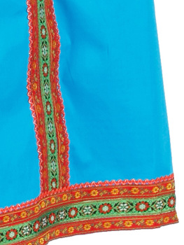 Русский народный костюм для танца "Дуняша", хлопковый комплект голубой : сарафан и блузка, XL-XXXL 