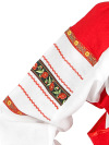 Русский народный костюм для танцев льняной комплект красный "Забава": сарафан и блузка, XS-L 