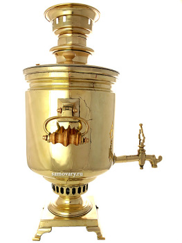 Угольный самовар 5 литров желтый "цилиндр", произведен в начале XX века на Тульском Патронном Заводе, арт. 450139