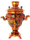 Набор самовар электрический 2,5 литра с художественной росписью "Хохлома рыжая", арт. 110448