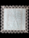 Льняная салфетка серая с темным кружевом(ручное плетение), арт. 6нхп-654, 33х33