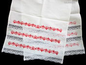 Хлопковое полотенце белое с красной вышивкой (Вологодское кружево), арт. 8нхп-841, 120х45