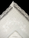 Комплект из скатерти и салфеток белый лен с вышивкой Вологодским кружевом, арт. 0нхп-523