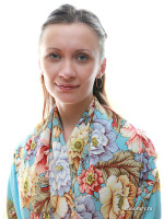 Шелковый Павлопосадский платок "Берег грёз", 130*130 см, арт. 1389-1