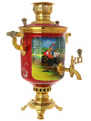 Набор с угольным самоваром 5 литров "цилиндр" с художественной росписью "Тройка", арт. 220754
