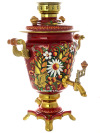 Набор самовар электрический 3 литра с художественной росписью "Хохлома на красном фоне", "конус" арт. 155641