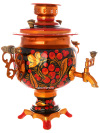 Электрический самовар 3 литра с художественной росписью "Хохлома рыжая",  "овал", арт. 155679