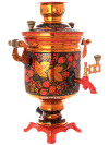 Электрический самовар 3 литра с художественной росписью "Хохлома рыжая", "цилиндр", арт. 110442