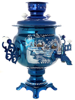 Набор самовар электрический 3 литра с художественной росписью "Зимний вечер", "овал", арт. 155690