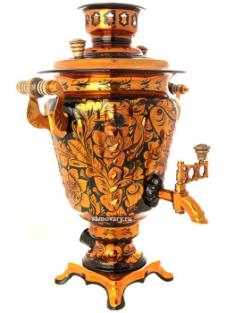 Набор самовар электрический 3 литра с художественной росписью "Золотая  хохлома", арт. 140457