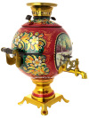 Набор самовар электрический 5 литров с художественной росписью "Сюжет на бордовом фоне", "шар", арт. 151548