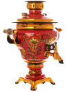 Набор самовар электрический 2,5 литра с художественной росписью "Хохлома рыжая", арт. 141405