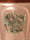 Угольный самовар 7 литров латунь-медь "конус" рифленый с накладным Гербом РФ, арт. 220588