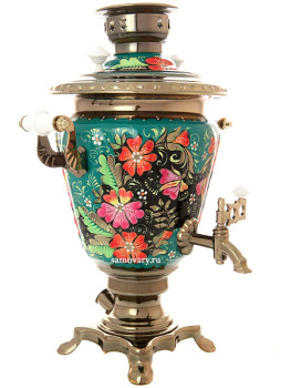 Набор самовар электрический 3 литра с художественной росписью "Розовые цветы", арт. 130489