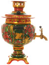 Набор самовар электрический 3 литра с художественной росписью "Клубника на зеленом фоне (рыжая)", арт. 121081