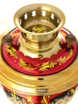 Электрический самовар 2 литра с художественной росписью "Золотые цветы на бордовом фоне", арт. 150497