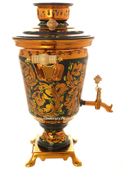 Набор самовар электрический 4 литра с художественной росписью "Золотая хохлома", арт.  130708 